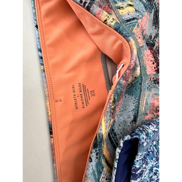 Athleta Girl Simone Biles Activewear Leggings Kids Size 10 12 Abstract Print - Picture 3 of 5